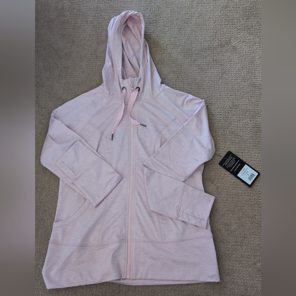 90 Degrees By Reflex Petal Pink Drawstring Hooded Thumbhole Athletic Jacket - Picture 8 of 10